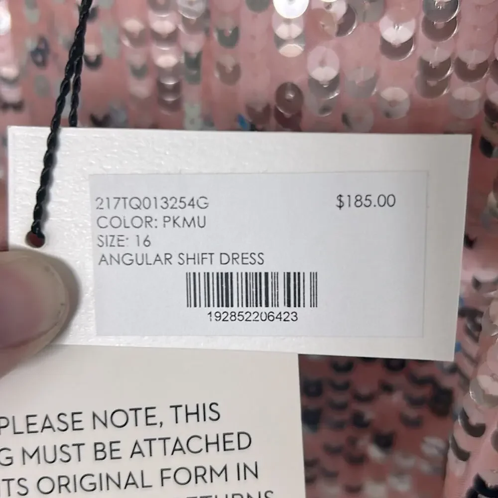 NEW Milly Minis pink silver sequin Angular Shift Dress